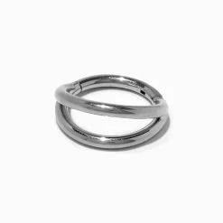 Anneau de nez en titane double rang 1,2 mm couleur argentée
