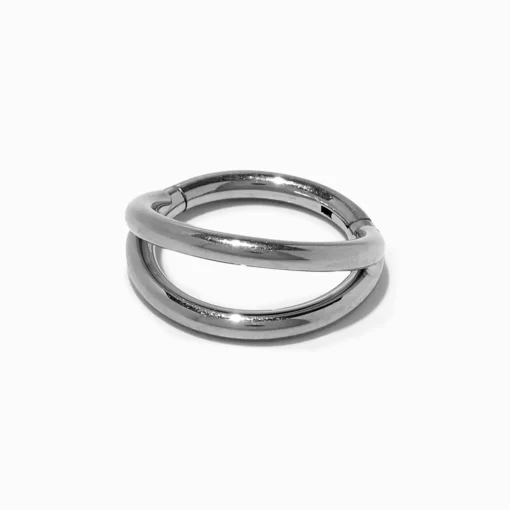 Anneau de nez en titane double rang 1,2 mm couleur argentée