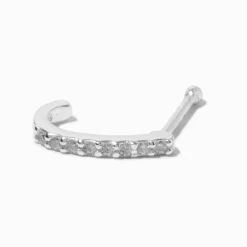 Anneau de nez 0,6 mm pavé en zircon cubique couleur argentée