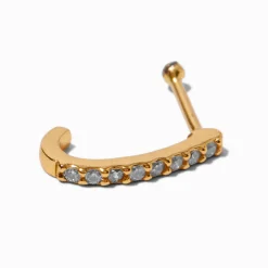 Anneau de nez 0,6 mm pavé en zircon cubique couleur argentée et couleur dorée