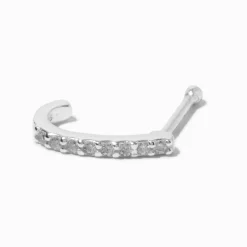 Anneau de nez 0,6 mm pavé en zircon cubique couleur argentée