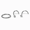 Anneau et clou de nez strass 1,0 mm en titane couleur argentée - Lot de 3