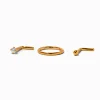 Anneau et clous pour piercing de nez 1,0 mm en titane couleur dorée - Lot de 3