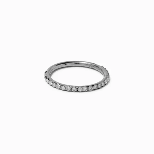 Anneau pour piercing conque 1,2 mm en zircon cubique et acier inoxydable couleur argentée