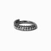 Anneau pour piercing de nez 1,2 mm boules et strass en titane couleur argentée