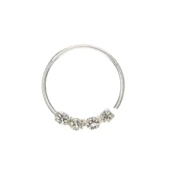Anneau pour piercing de nez avec pierre ornementée 0,6 mm couleur argentée