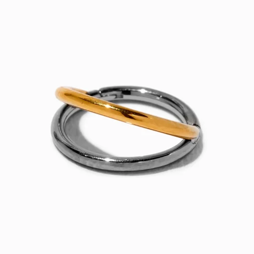 Anneau pour piercing de nez 1,0 mm double charnière en titane en métaux mixtes
