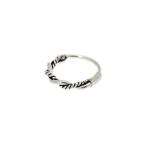 Anneau pour piercing de nez tressé style antique 22 g couleur argenté