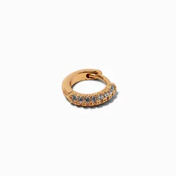 Anneau pour piercing rook à charnière 0,8 mm en zircon cubique et acier inoxydable couleur dorée