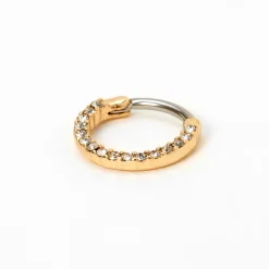 Anneau pour piercing septum 1,2 mm avec strass en acier inoxydable couleur dorée