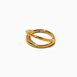 Anneau pour piercing septum 1,0 mm double rang en titane couleur dorée
