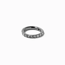 Anneau pour piercing tragus 0,8 mm avec strass en titane couleur argentée