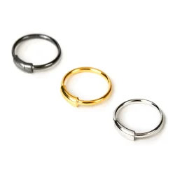 Anneaux de nez avec barre 0,6 mm en métaux mixtes couleur argentée - Lot de 3