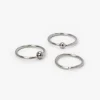Anneaux de nez boules lisses 0,8 mm couleur titanée et couleur argentée - Lot de 3
