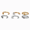 Anneaux de nez 0,8 mm avec zircon cubique en titane métaux mixtes - Lot de 6