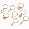 Anneaux pour cheveux icônes couleur dorée - Lot de 8