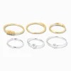Anneaux pour piercing de nez perlés 0,6 mm couleur argentée en métaux mixtes - Lot de 6
