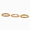 Anneaux pour piercing de nez 1,0 mm lisses et torsadés en titane couleur dorée - Lot de 3