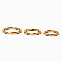 Anneaux pour piercing de nez 1,0 mm aux motifs variés en titane couleur dorée - Lot de 3