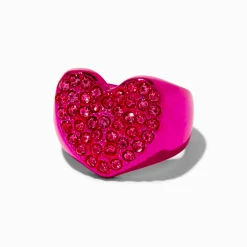 Bague cœur bling-bling rose