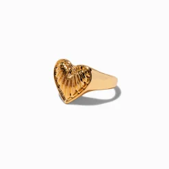 Bague cœur style bouffant à festons couleur dorée