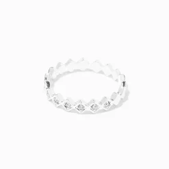 Bague diamant d'imitation en strass couleur argentée