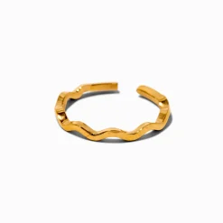 Bague d'orteil ondulée en acier inoxydable couleur dorée
