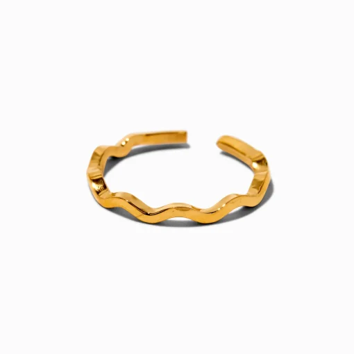 Bague d'orteil ondulée en acier inoxydable couleur dorée