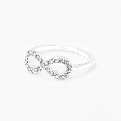 Bague symbole de l’infini décorée couleur argentée