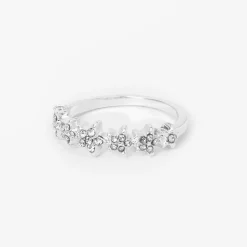 Bague étoiles en pavé strass couleur argentée