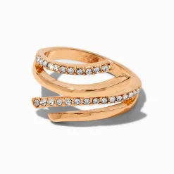 Bague torsadée décorée couleur dorée