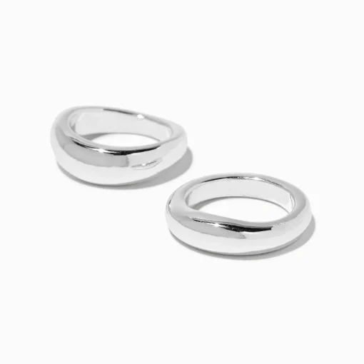 Bagues bulles couleur argentée - Lot de 2