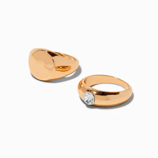 Bagues chevalières couleur dorée - Lot de 2