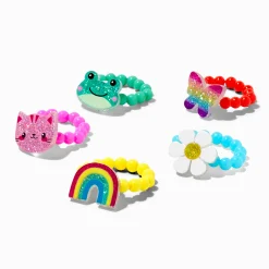 Bagues élastiques perlées avec breloques créatures Claire's Club - Lot de 5