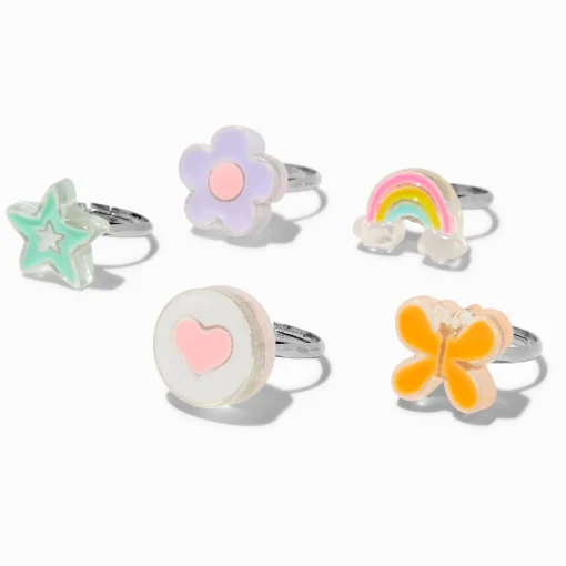 Bagues variées printanières Claire's Club - Lot de 5