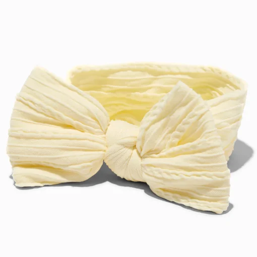 Bandeau à nœud côtelé en nylon Claire's Club - Couleur ivoire