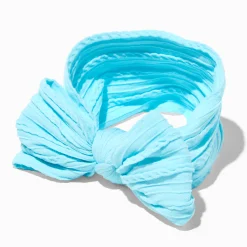 Bandeau à nœud côtelé en nylon Claire's Club - Bleu