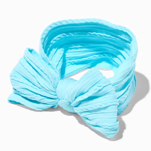Bandeau à nœud côtelé en nylon Claire's Club - Bleu