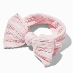 Bandeau à nœud maillons de chaîne côtelé en nylon rose Claire's Club
