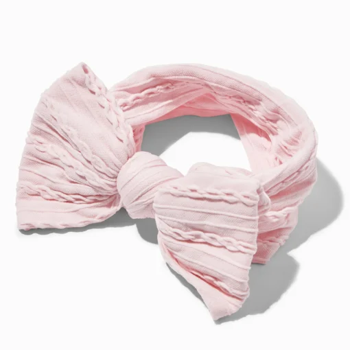 Bandeau à nœud maillons de chaîne côtelé en nylon rose Claire's Club