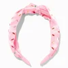 Bandeau rose noué avec strass vermicelles