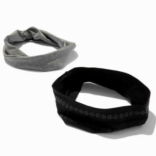 Bandeaux athlétiques gris et noir - Lot de 2