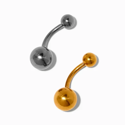 Barres de piercing de nombril 1,6 mm en titane métaux mixtes - Lot de 2