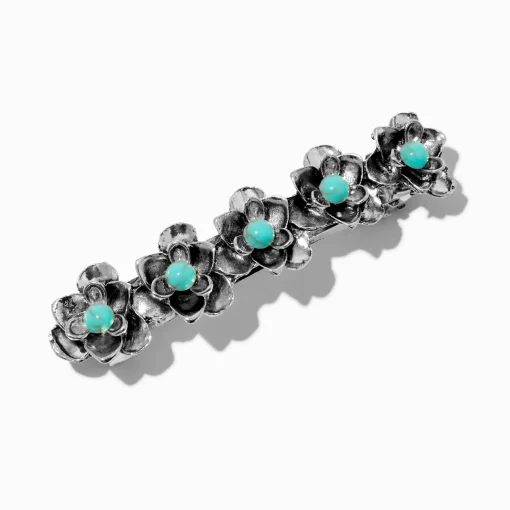 Barrette à fleur en turquoise d'imitation western cowgirl