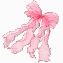 Barrette à nœud à longs pans fée rose tendre