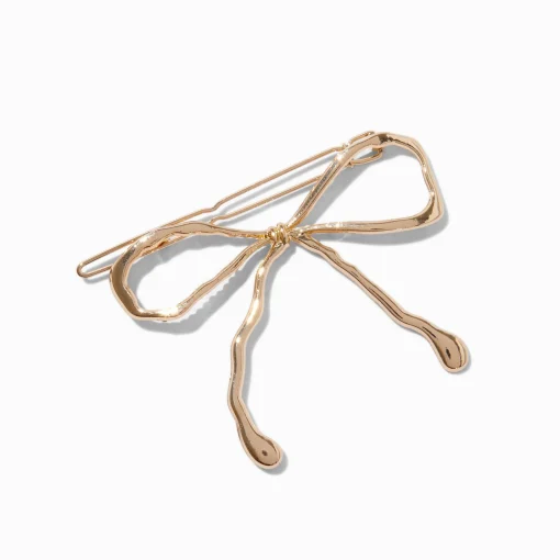 Barrette à nœud en métal couleur dorée