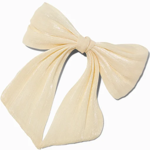 Barrette à nœud en organza couleur ivoire