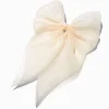 Barrette à nœud en tissu extra-fin couleur ivoire