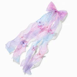 Barrette à nœud perles d'imitation papillons pastel