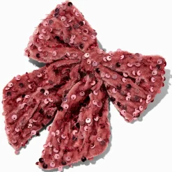 Barrette à nœud rose tendre à sequins